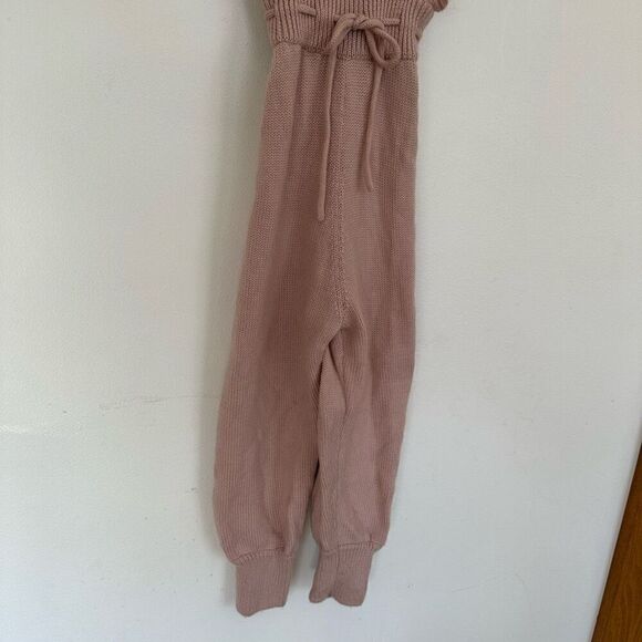 Holley + Sage Little Girls Pale Dusty Pink Merino Wool Made in Peru Knit Romper - Picture 7 of 13
